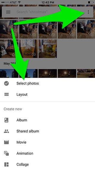 option to select photos