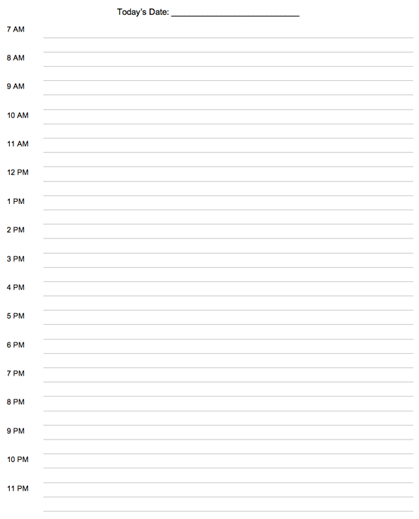 Simple daily agenda template