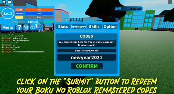 Successfully redeem Boku No Roblox Remastered Codes