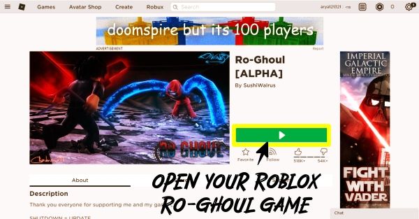 open-your-Roblox-Ro-ghoul-game