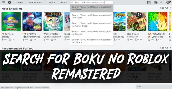 search for Boku no Roblox remastered